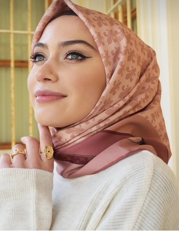 

Basic Creation Twill Scarf Navy Blue-Gold 90*90 Style Scarf 2022 Fashion Muslim Fashion