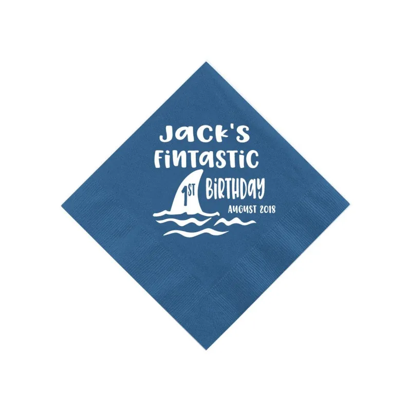 Скидка Персонализированные салфетки Fin-tastic Shark Birthday-первая детская одежда для мальчиков