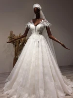 wedding dress handmade v neck sleeveless helen boho a line bridal gown fashion lace bohemian haute couture usiba design