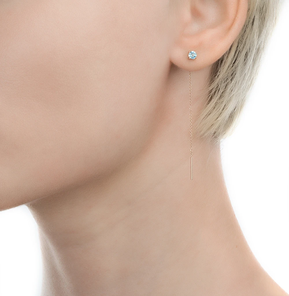 Золотые серьги с топазами SUNLIGHT проба 585|Серьги-клипсы| |