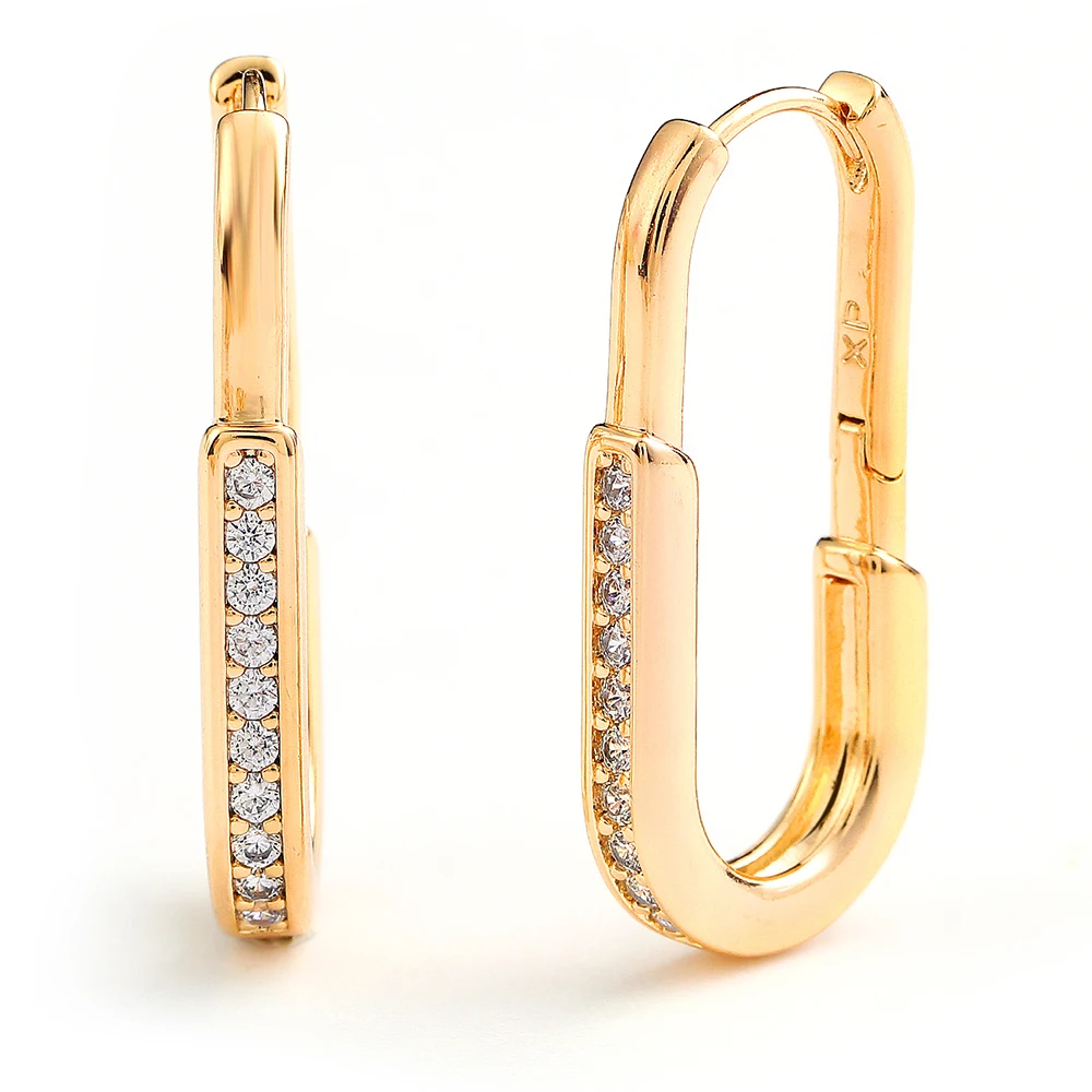 Позолоченные U-образные серьги-кольца Dckazz модные эффектные вечерние ювелирные