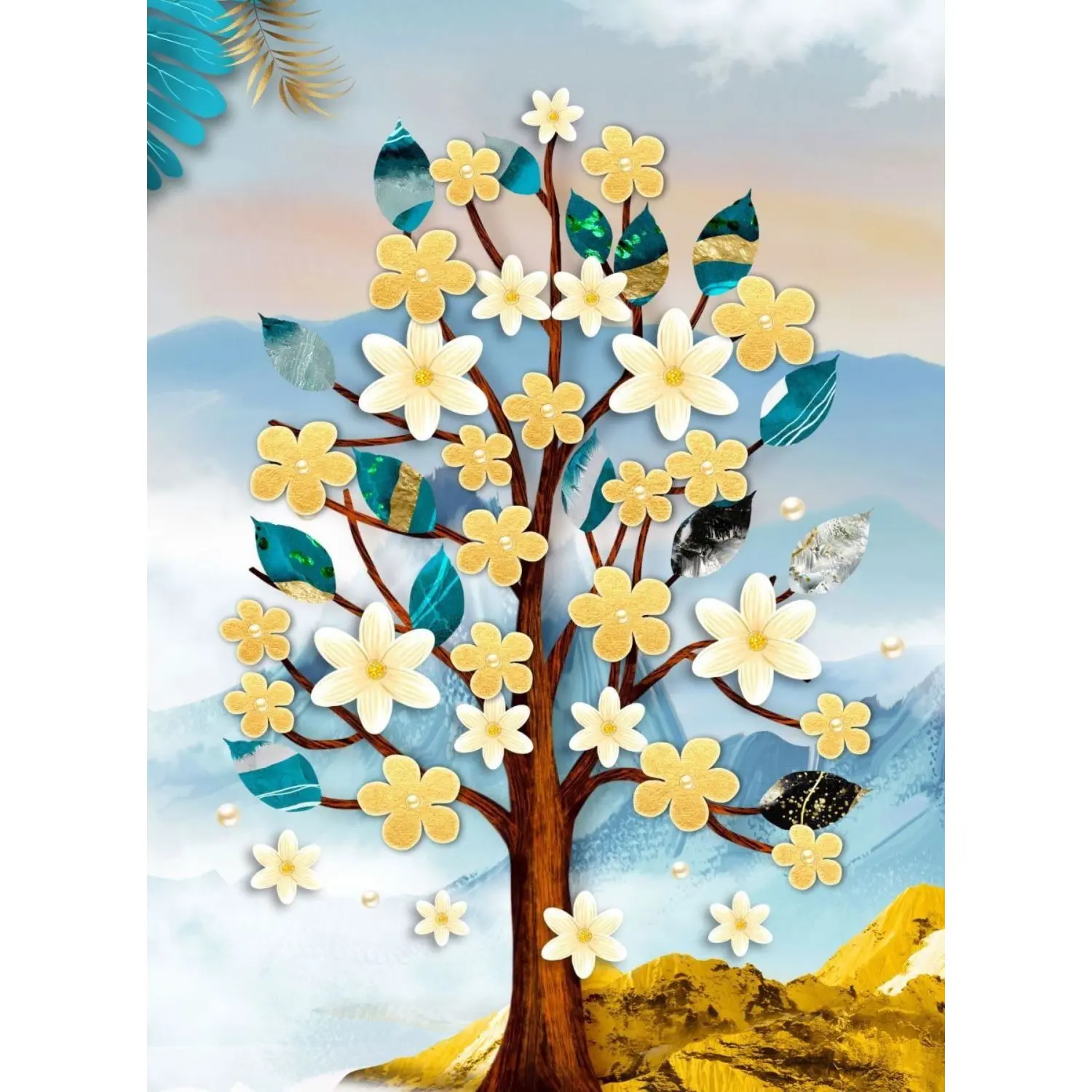 

Nova Puzzle 41145 Golden yellow 1000 Piece Adult Jigsaw Puzzle - Digital Gold Color Tree AND Leaves-Jigsaw Life tree