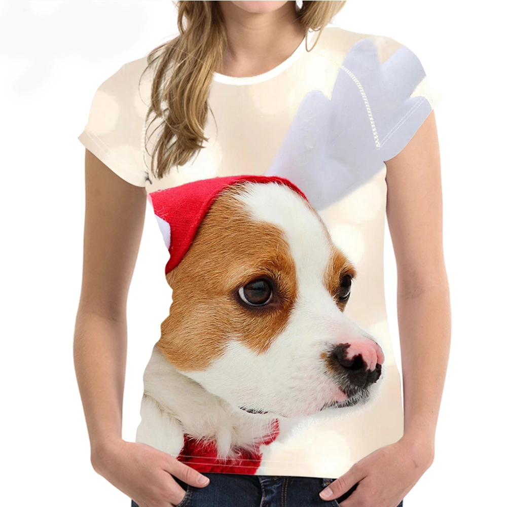 Рождественская футболка для собак женская с круглым вырезом и логотипом на заказ