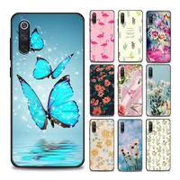 flower and butterfly phone case for xiaomi mi a2 8 9 lite se pro 9t cc9 e note10 5g 10t s pro lite soft silicone cover coque