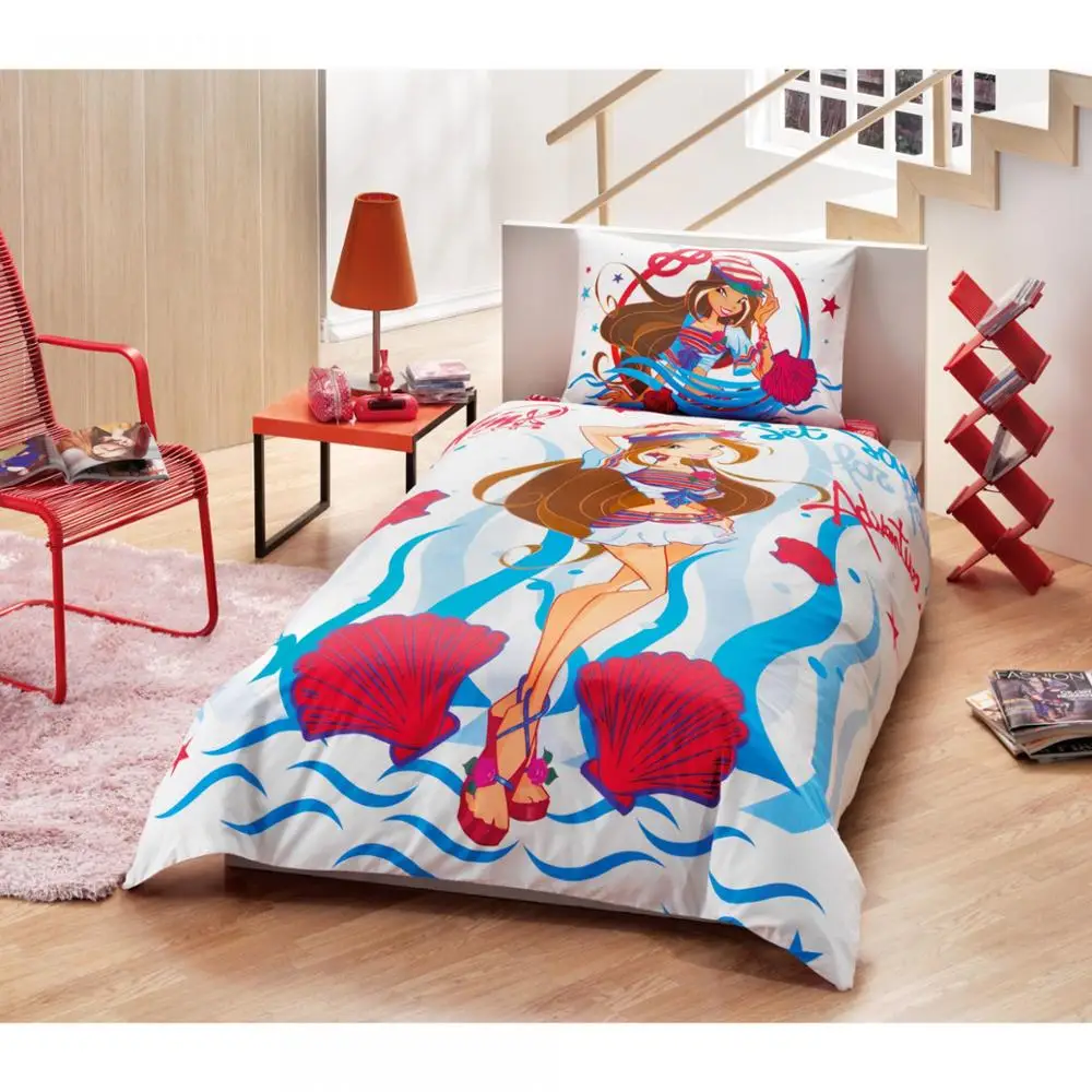 Лицензионное постельное белье из 100% хлопка с принтом Винкс океан флора Ranforce