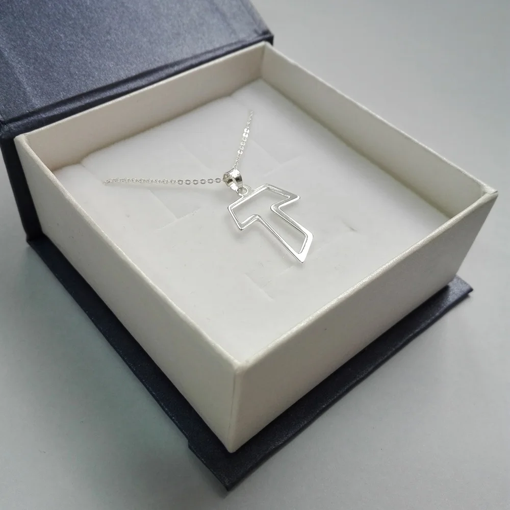 Alylosilver Collar Colgante Cruz Tau de San Francisco Plata De Ley Mujer Con Cadena y Estuche para gift|Ожерелья| |