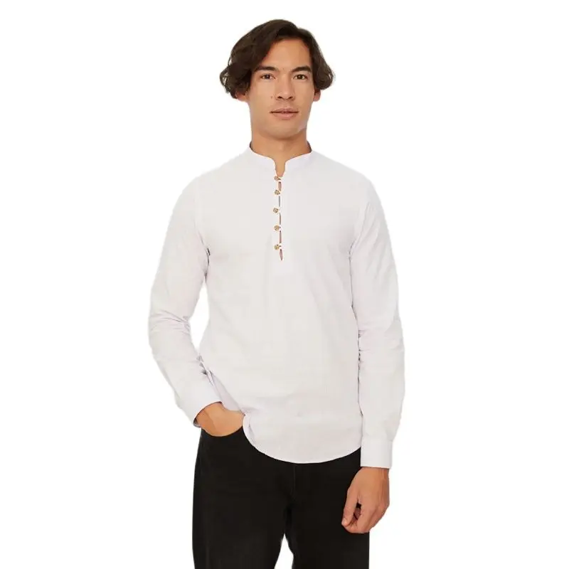 

Lilac Men's Slim Fit Half-Pleated Buttoned Classic Collar Shirt Men's Fashion Clothing Spring Summer Creation Popular Models