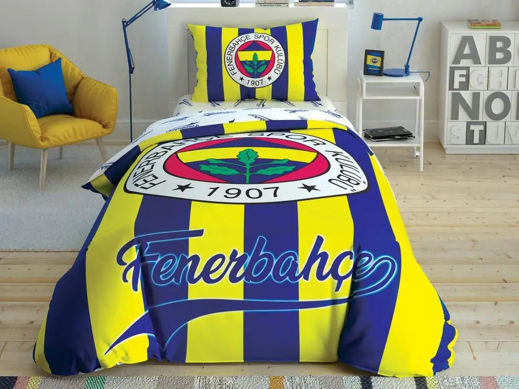 

TA Orjinal Lisansl Pamuklu ift veTek Kiilik Fenerbahe Futbol Takm Nevresim Takm - Pike Seti- ki Yastk Klf-araf