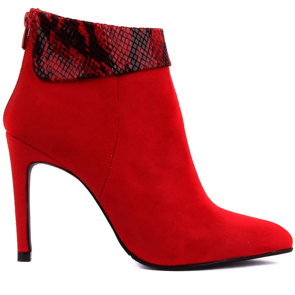 Guja красные замшевые женские ботинки на высоком каблуке|Женские полусапожки| |
