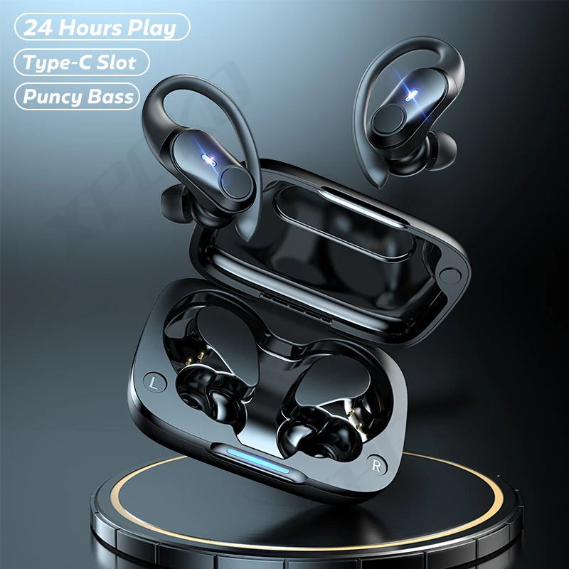 

Wireless Headphones TWS Bluetooth 5.1 Earphones 9D HIFI Stereo Earbuds Sports Waterproof Headsets Low Latency Ear Hook with Mic
