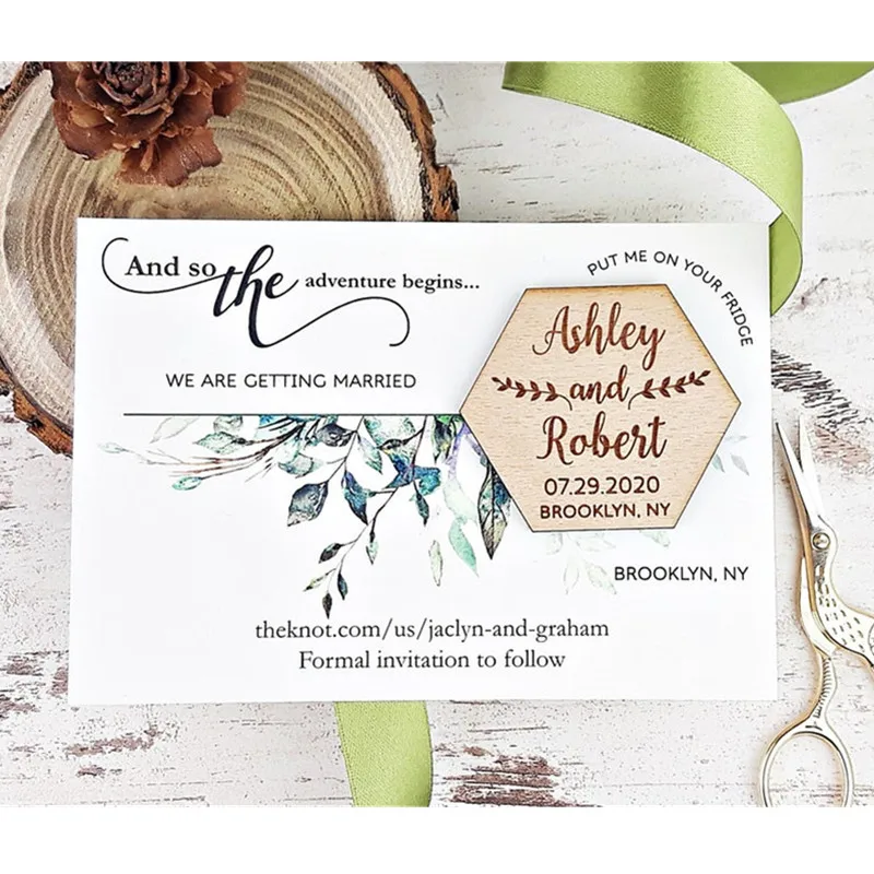 Магнит для сохранения даты деревянные подарочные магниты свадьбы на заказ