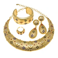 pendant charm dangle earring fashion dubai gold large necklace jewelry set bead womens ring h00150