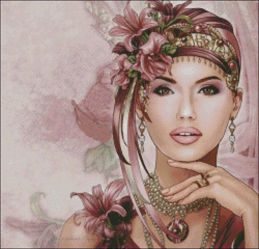 Набор для вышивки крестиком Art Deco Lady 14 карат DMC ручная работа сделай сам|Упаковка| |