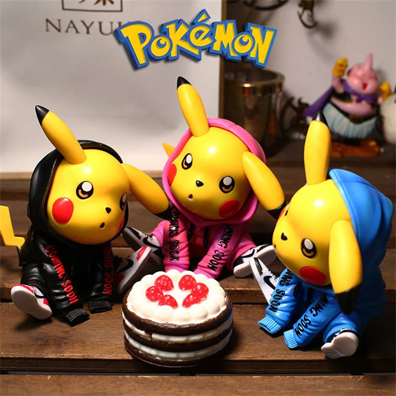 

Anime Pokemon Cartoon Fashion Hipster Dressing Pikachu 1PCS Action Figure Model Toys Kids Toy Desktop Decor Doll Blind Box A83