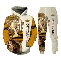3d poker lion printed hoodies pants sets cool pullover sweatshirts sportswear casual womens tracksuit mens clothing suit