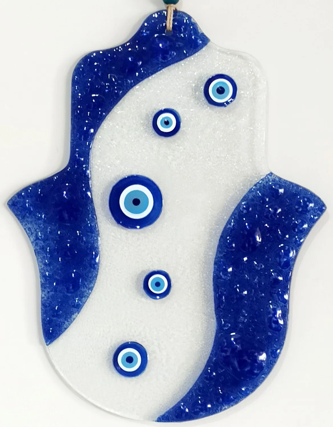 

Large Size Hand Patterned Evil Eye Beads Fusion Glass Wall Ornament