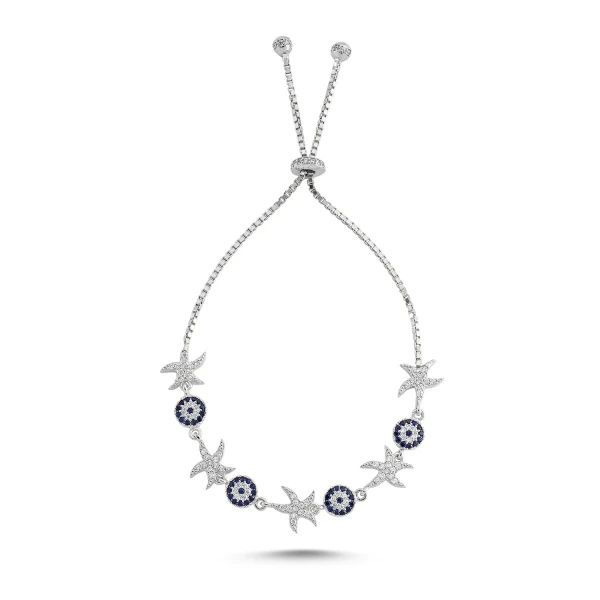 

Silver 925 Sterling Zircon Stone Sea Star Elevator Bracelet
