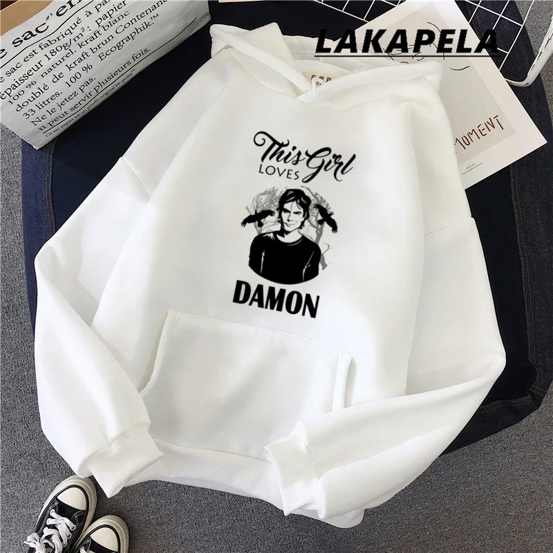 The Vampire Diaries Print Sweatshirt Harajuku Cool Graphic Women's Hooded Pullover Tops Women's Streetwear Hoodies Casual Female