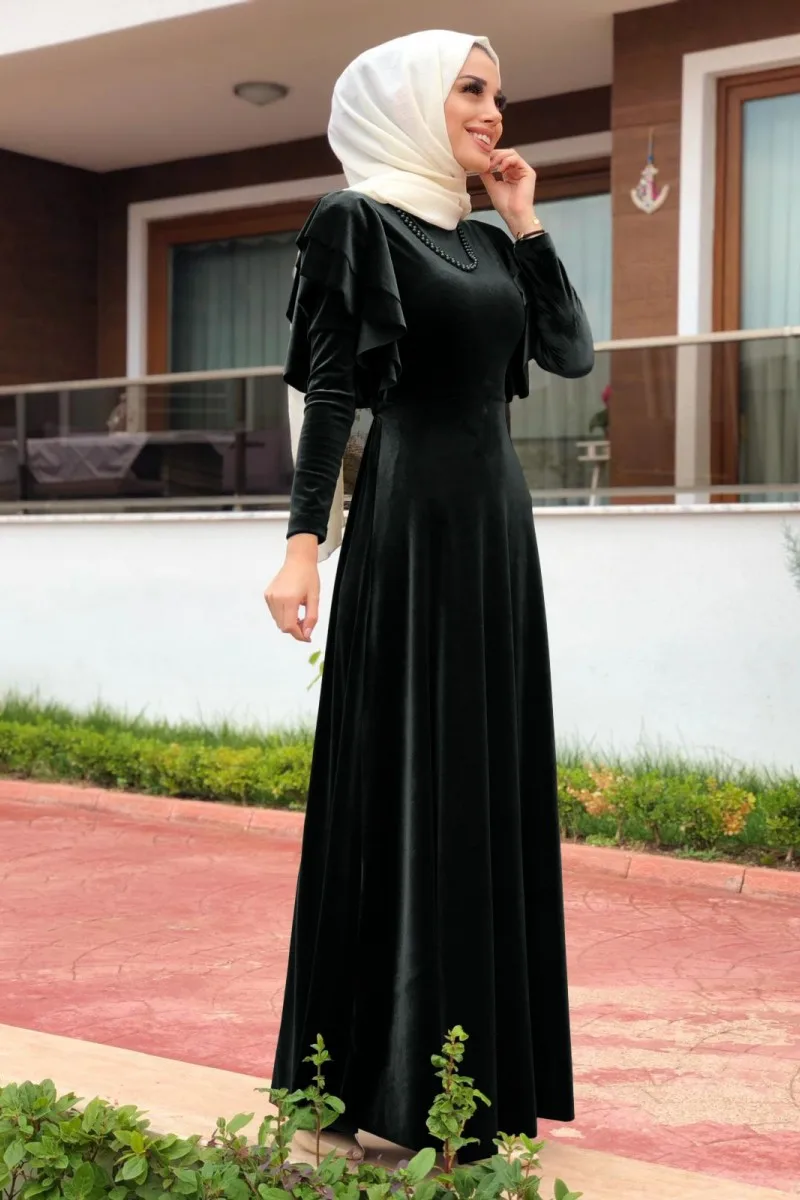 Long Dress Velour Dresses Muslim Turkish Clothes For Women Autumn Garment Moroccan Caftan Moroccan Tagine 3abaya hijabi robe