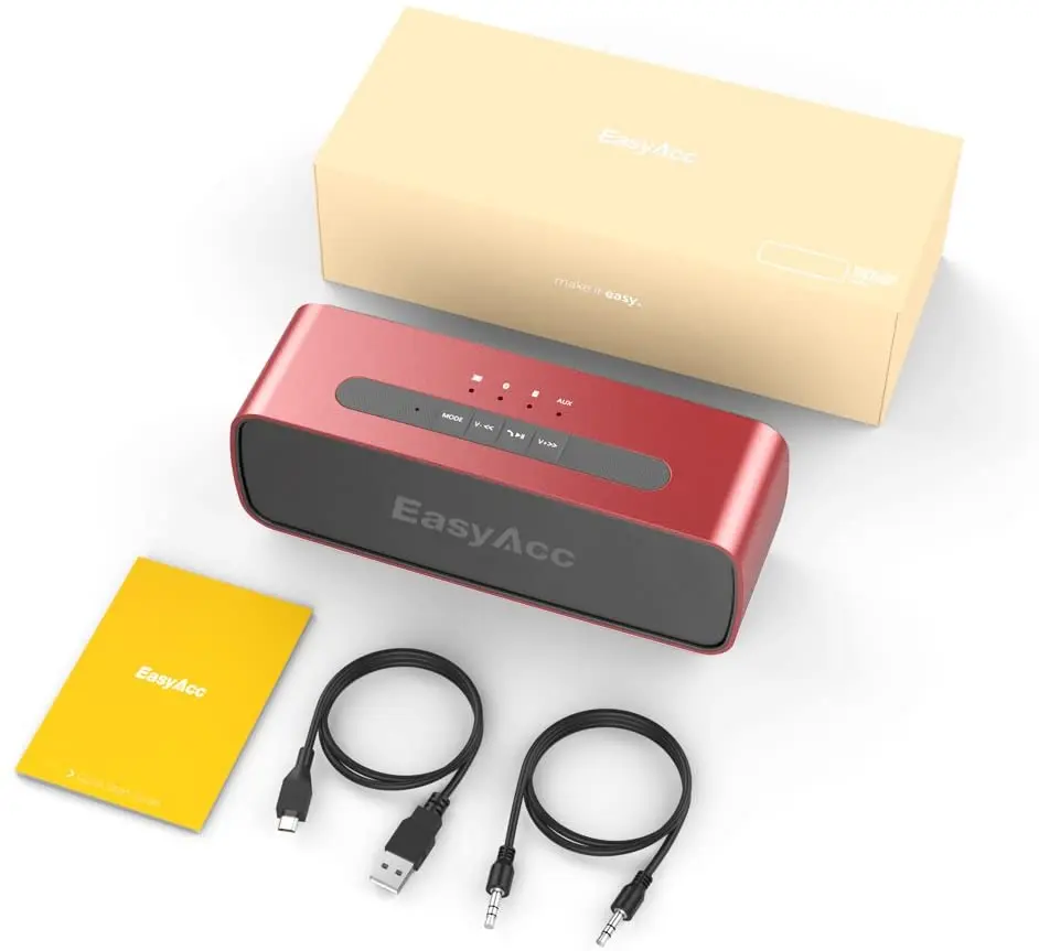 Bluetooth колонка EasyAcc SoundX красная с разъемом Aux улучшенные басы время работы 24 часа