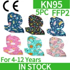 5 шт., принт с героями мультфильмов, Kn95 Mascarillas для детей FFP2 Reutilizable ffp2Mask fpp2 Homologada Mascarillas ffp2 маска для лица маска Тканевая