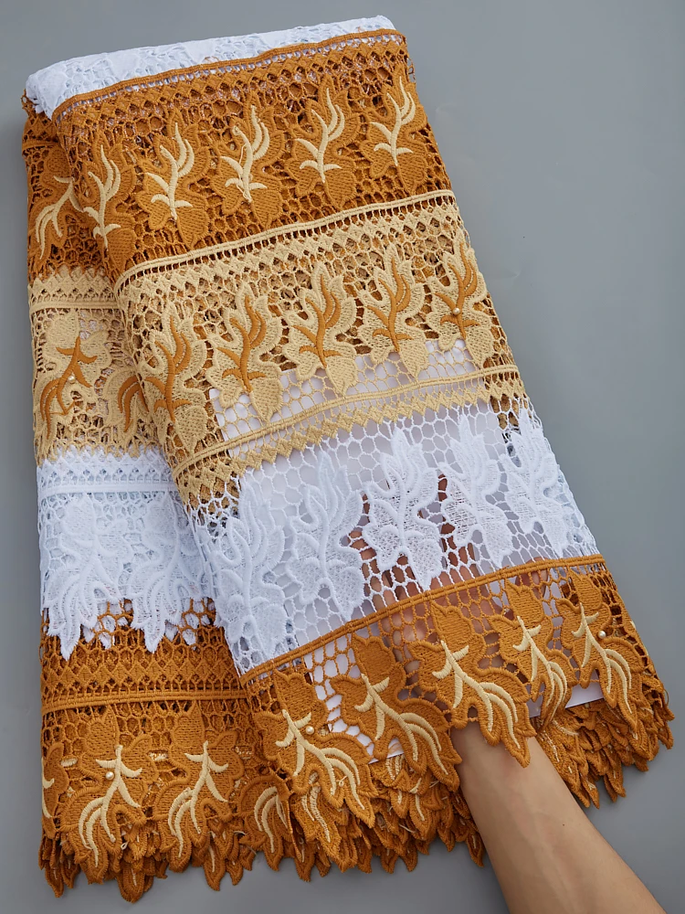 

Новейшая африканская Бархатная Кружевная Ткань 5 ярдов нигерийская французская гипюровая кружевная ткань для шитья свадебного платья A2818