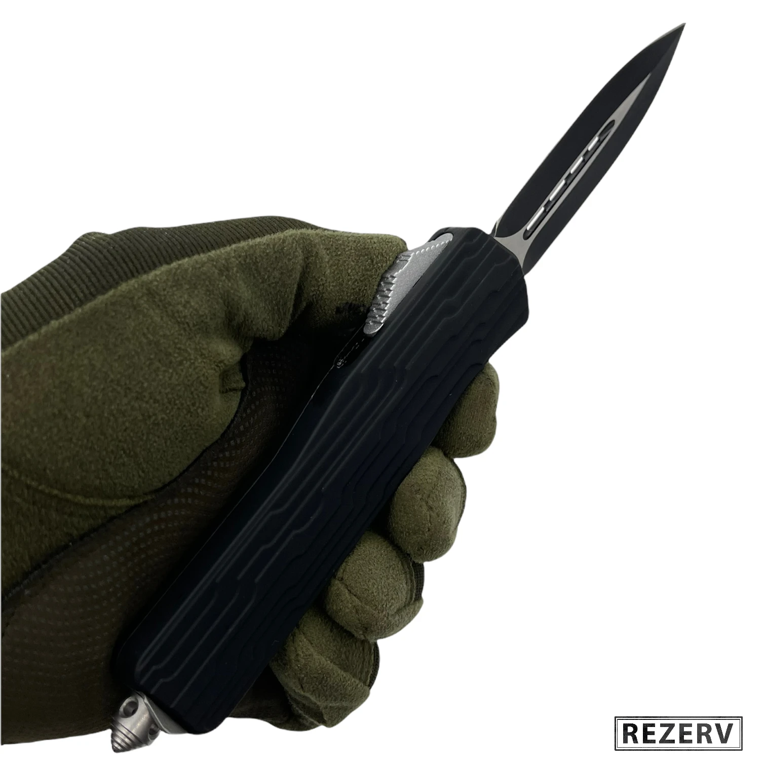 Нож кнопочный фронтальный Micro mod. 5 (Double front) автоматический складной сталь 420 рук.