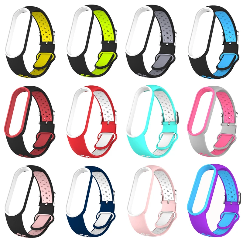 

Силиконовый ремешок для XiaoMi Mi Band 3 4 5, дышащий спортивный браслет для XiaoMi Mi Band6 5, сменный ремешок для Mi Band 6