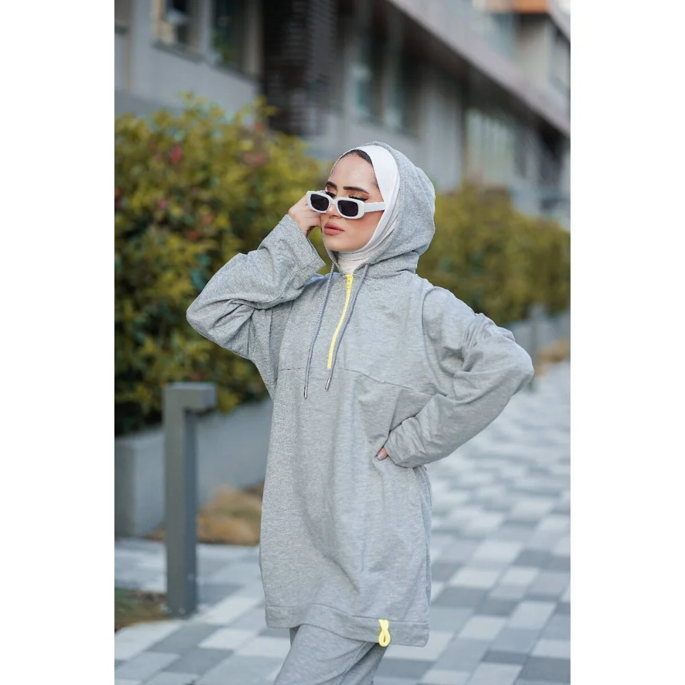NEON ZIPPER HOODED TRACK SUIT Trend Moda  abaya muslim dress women kaftan open abaya long dress african dresses for women abayas