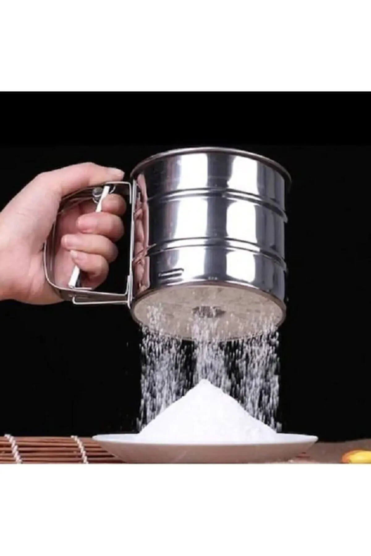 

Practical Flour Sifter Kitchen Pastry Organized Restaurant Woman Stylish Phone Manual Wire netting Cake Tools Bake Ware