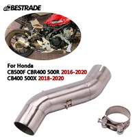 motorcycle exhaust middle link connect pipe for honda cb500f cbr400 cbr500r 2016 2020 cb400 cb500x 2018 2020 stainless steel tip