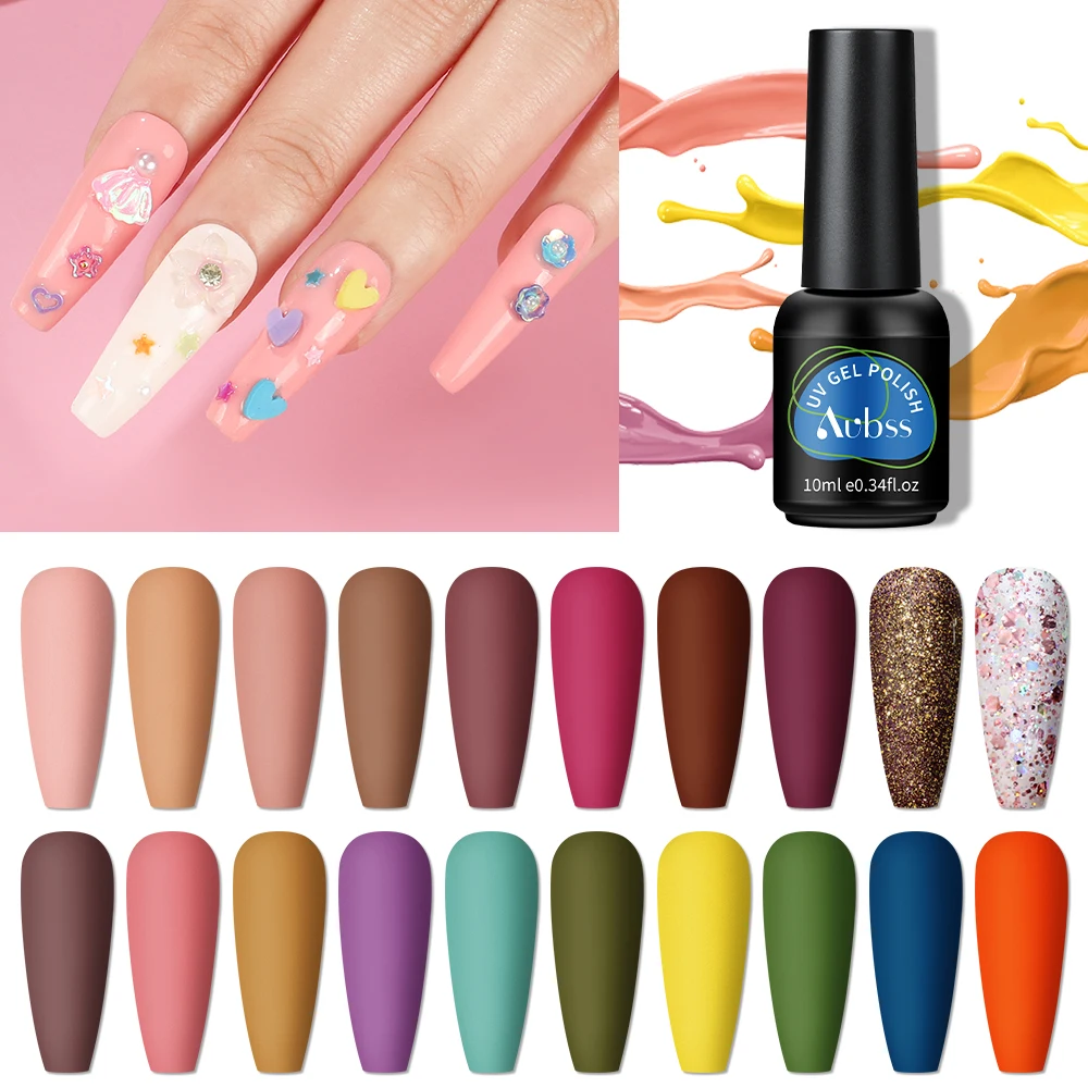

Aubss 10ml Nail Polish Gel Top Coat Semi Permanent Soak Off UV LED Nail Equipment Supplies Varnish Hybrid Gel Polish Nail Art