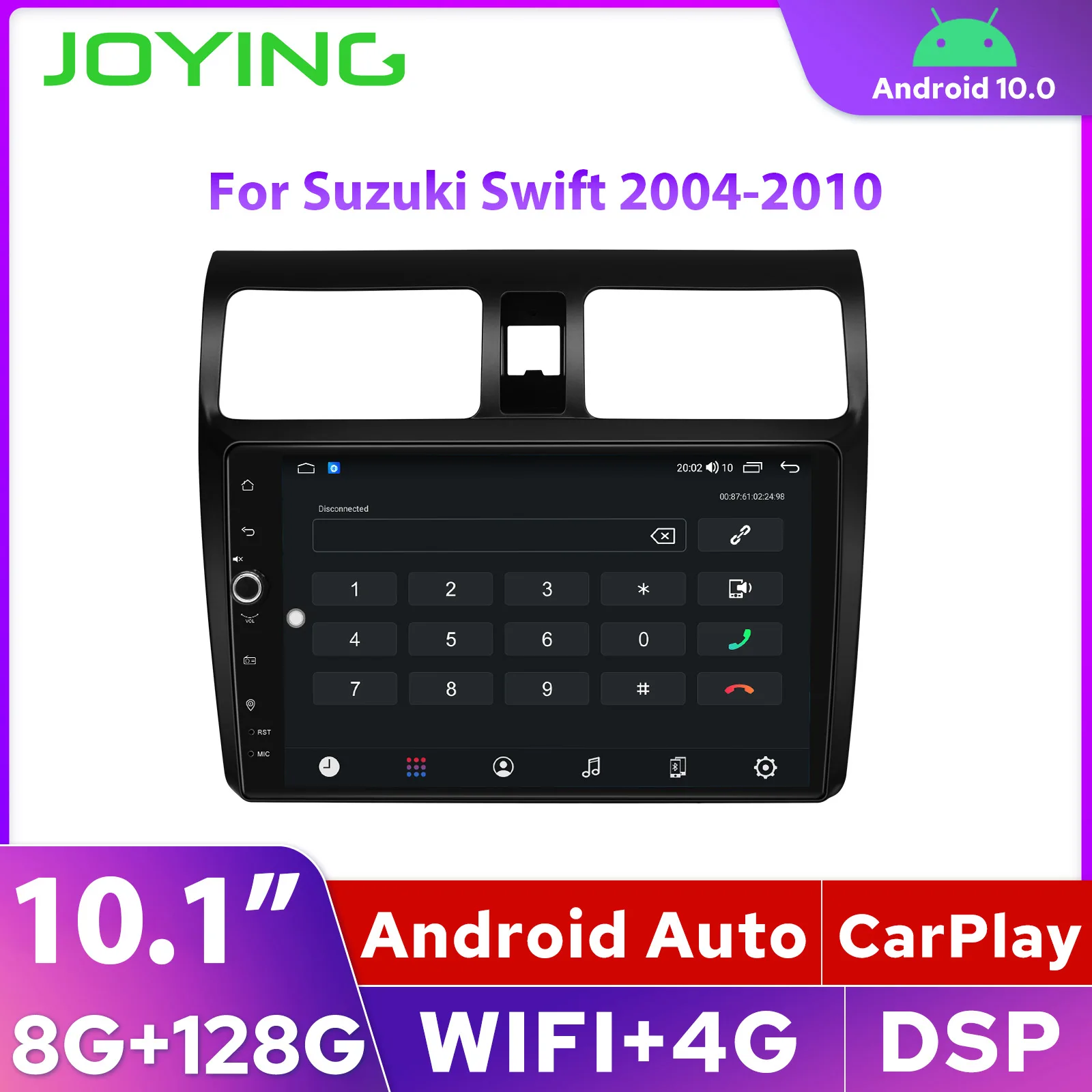 

8GB 128GB 10.1” Android Car Audio Radio Stereo Subwoofer Autoradio 1 Din DVD Speakers For Suzuki Swift 2004-2010 GPS 4G Carplay