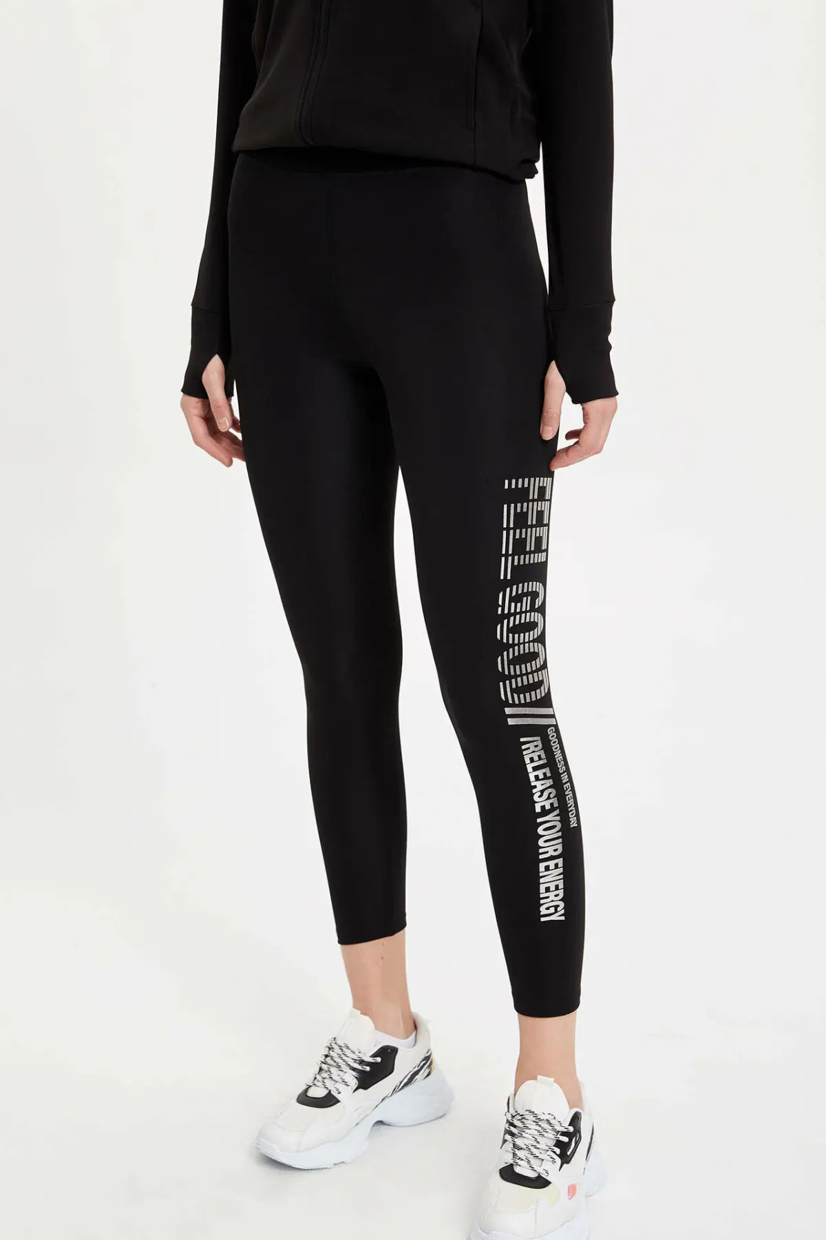 DeFacto женские трикотажные леггинсы классный комплект с буквенным принтом Для