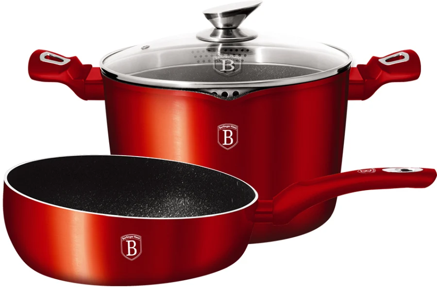 Набор посуды Burgundy Metallic Line 3 пр. | Дом и сад