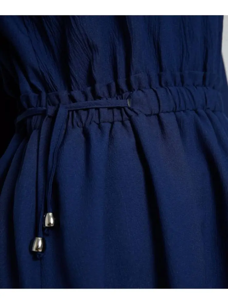 

Tunic & Pants Binary Suit 2 Piece Women's Sets Long Sleeve Crew Neck Waist Lace Up Volan Hijab Tops Muslim Fashion