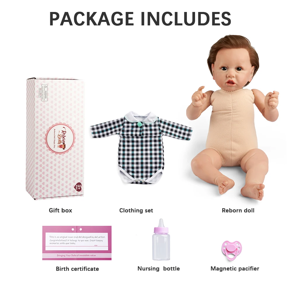 

RSG Reborn Baby Doll 22 Inches Lifelike Newborn Sweet Baby Vinyl Doll Gift Toy for Children