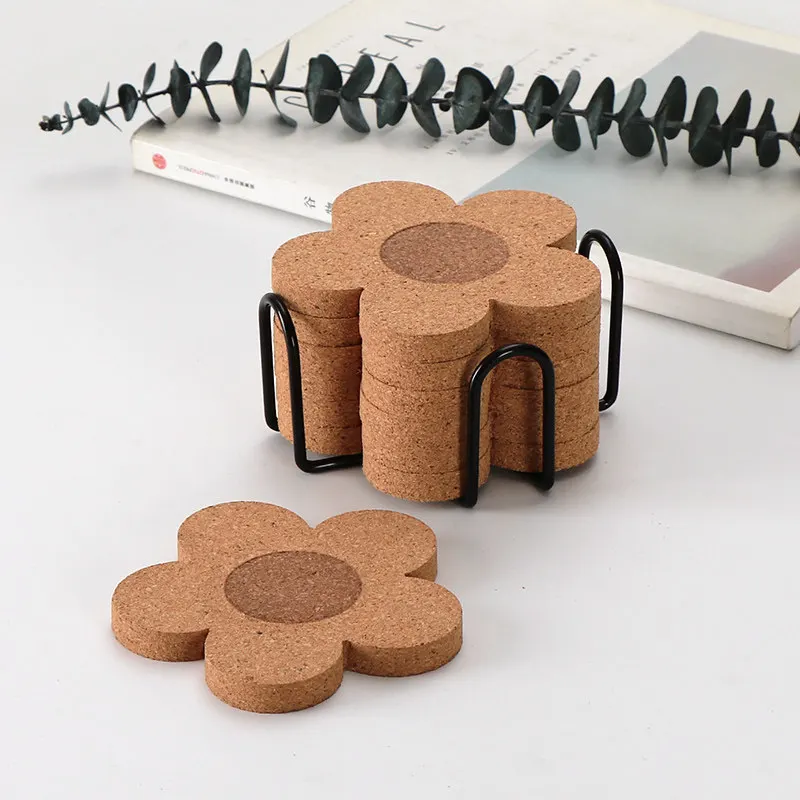 

Household Small Flower Potholder Cup Mat Office Ins Wind Cork Water Coaster