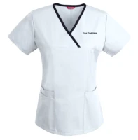 womens embroidered scrub top neck mock wrap style scrub tunic personalized with your text