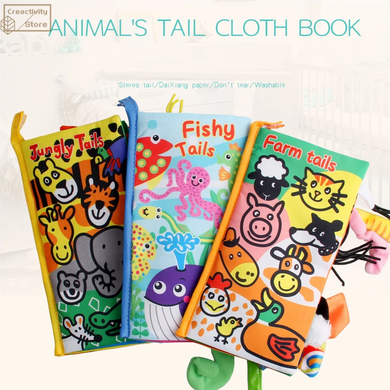 

Baby Early Learning Toy Tail Soft Cloth Book Parent-child Interactive Sound Paper Puzzle Toddler Newborn Develop Cognize