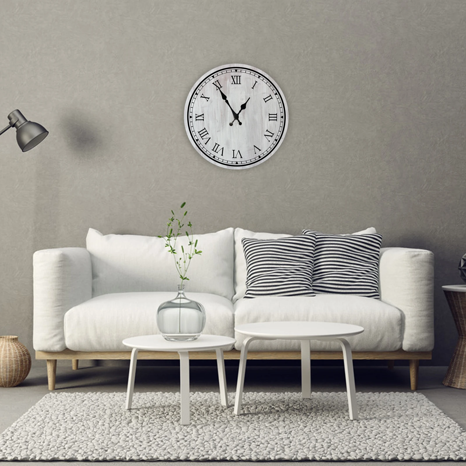 

10 Inch Vintage Wood Wall Clock Rustic Country Home Decor Wooden Round Wall Clock for Living Room Wall Hanging Decorative Clock