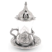 ottoman authentic design turkish arabic tea set for service tea cups saucers lids tray delight candy dish free
