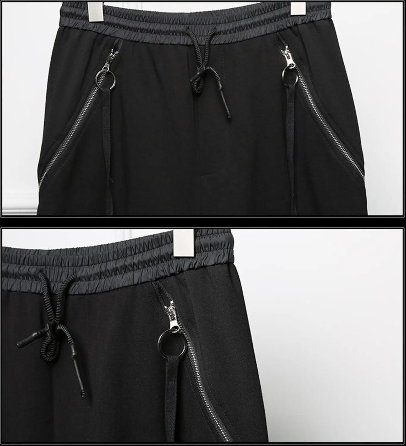 Original Design Men's Zippered Trousers Shorts / Loose Casual Gym Sports Pants Dropped Crotch Sarouel Pants / Harem Basketball S