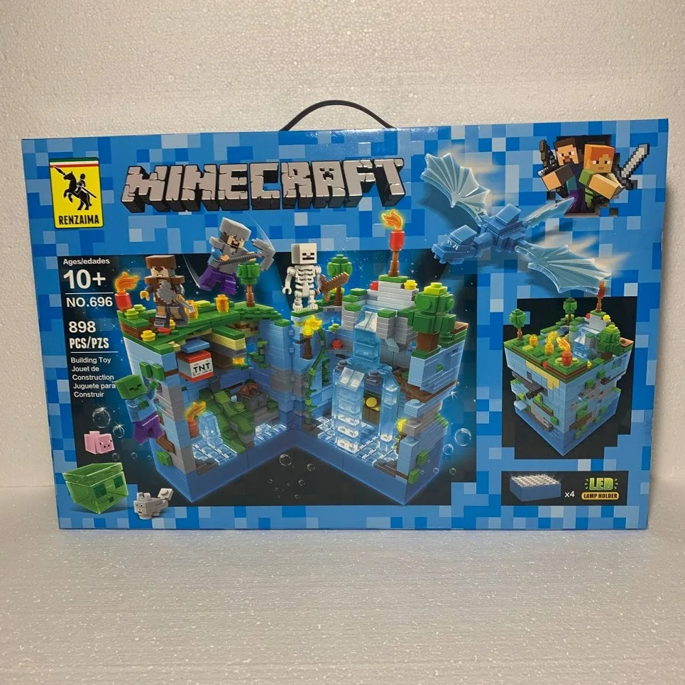 Конструктор MINECRAFT Renzaima Крепость №696 695 682 680 679 со светодиодной подсветкой | Игрушки