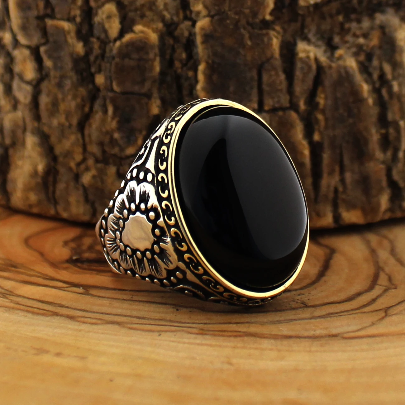 925 стерлингового серебра натуральный камень кольцо для мужчин оникс Aqeq Циркон