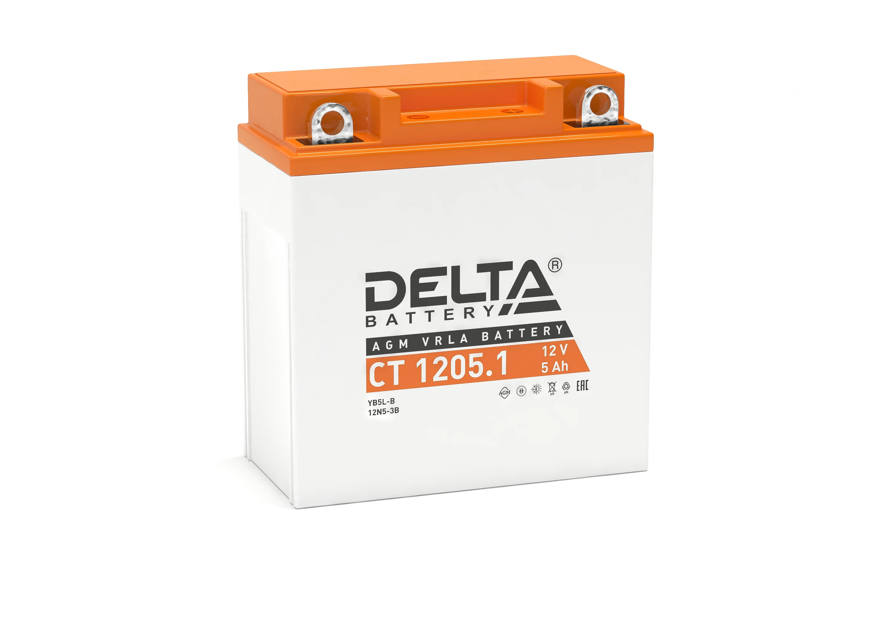 Аккумулятор Delta CT 1205.1 (12V / 5Ah) [YB5L B 12NS 3B]|Аккумуляторы для мотоциклов| |
