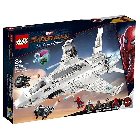 Конструктор LEGO Marvel Super Heroes Реактивный самолёт Старка и атака дрона 76130 | Игрушки
