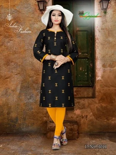 Индийская традиционная Курти 3 четверти рукав Хлопок Курта Болливуд