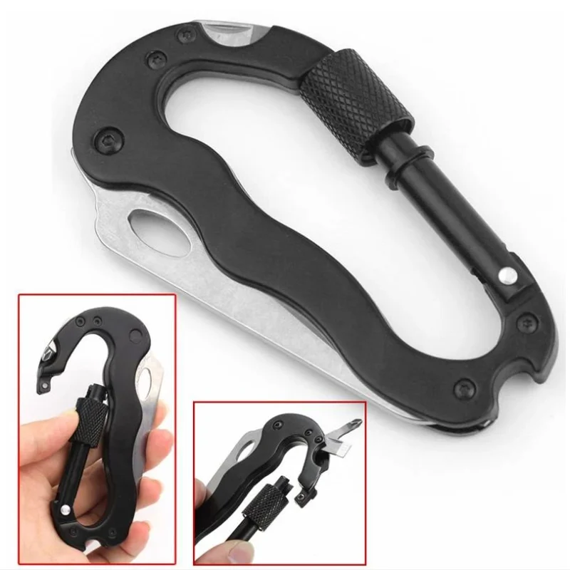 

Folding Knife Tool Camp Multi Hanging Buckle Hike Multifunctional Mountain Climb Outdoor Gear lock catch Multipurpose