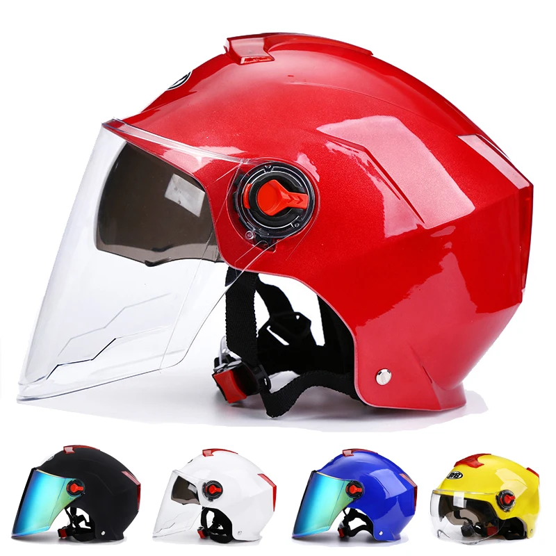 

Стильный унисекс электрический мотоциклетный шлем с одной линзой, полушлем, четыре сезона, скутер, козырек, шлем, защитная кепка, женский